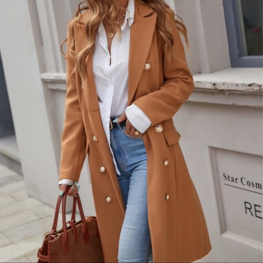 Classic Black Button up Long Jacket Coat - Picture 5 of 16